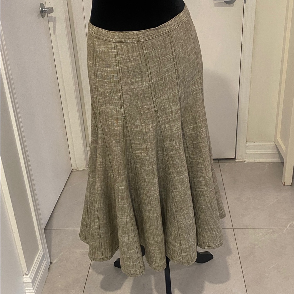 MEXX Linen/Poly Mix Tan Full A-Line skirt Women's Skirt Size US14